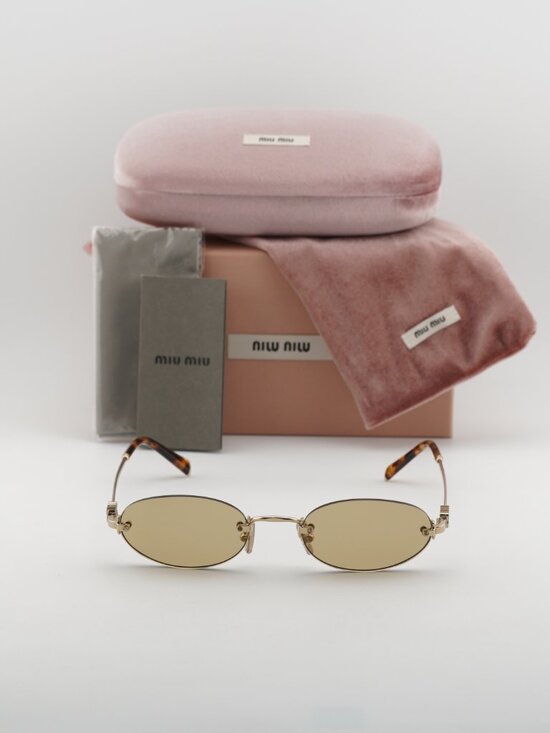 Miu Miu MUA54S ZVN10R Oval Rimless Sunglasses – Gold / Yellow main image 7